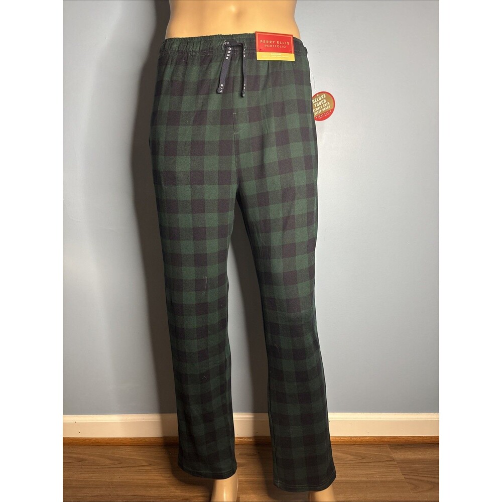 Perry Ellis Portfolio Blue / Green Plaid Pajama Sleep Pants (Men’s S) New